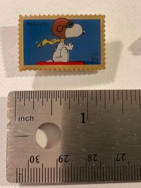 Vintage Peanut Snoopy Flying Ace $.34 Postage Stamp Enamel Lapel Pin Winco USPS